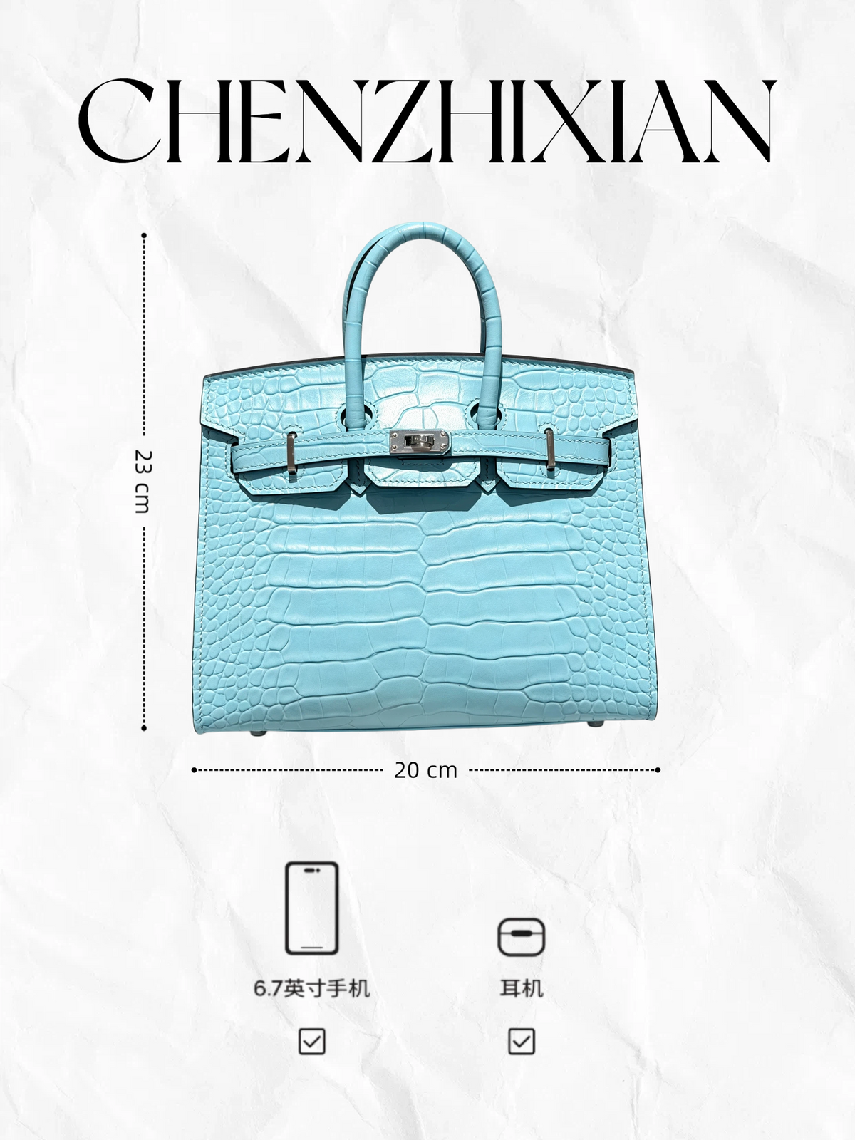 20cm Original Handcrafted Bag With Cowhide And Lizard Pattern or Crocodile Pattern
