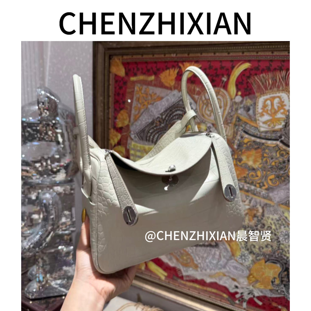 26cm Original Handmade Bag With Cowhide And Crocodile Pattern