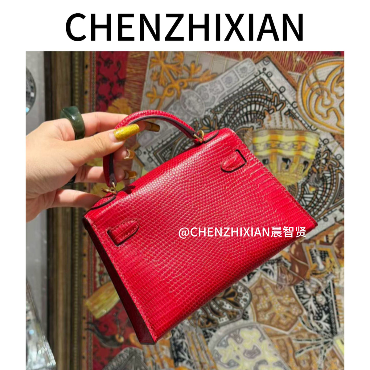 19cm Original Handmade Bag With Cowhide And Crocodile Pattern or Lizard Pattern