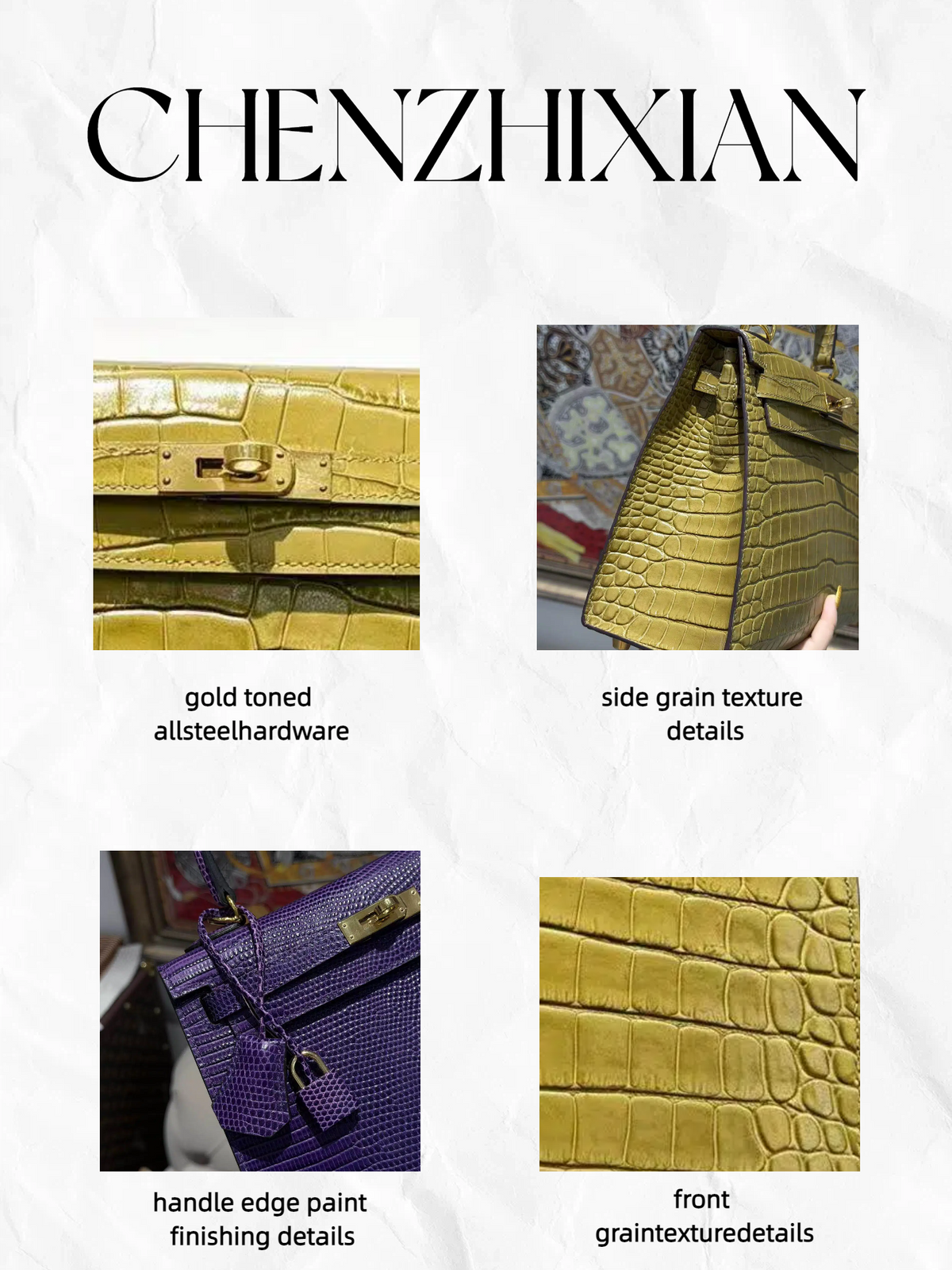 25cm Original Handcrafted Bag With Cowhide And Lizard Pattern