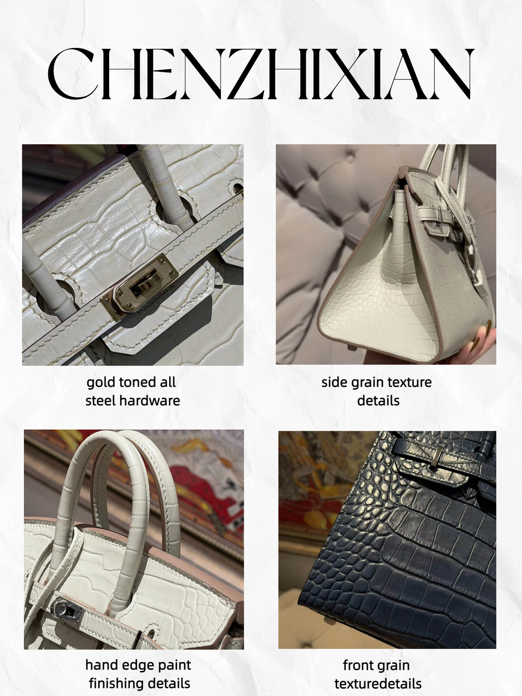 20cm Original Handcrafted Bag With Cowhide And Lizard Pattern or Crocodile Pattern