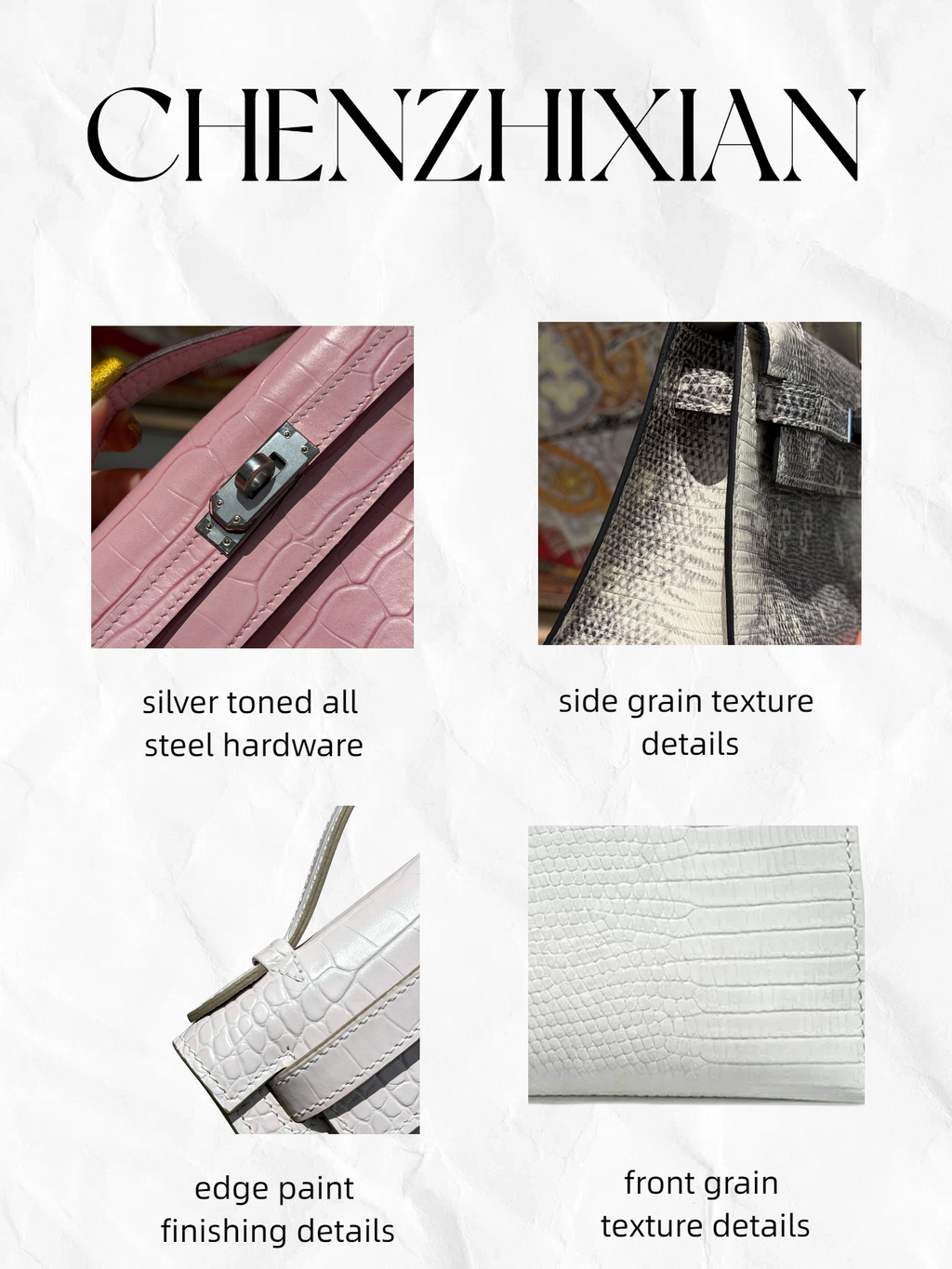22cm Original Handmade Bag With Cowhide And Lizard Pattern