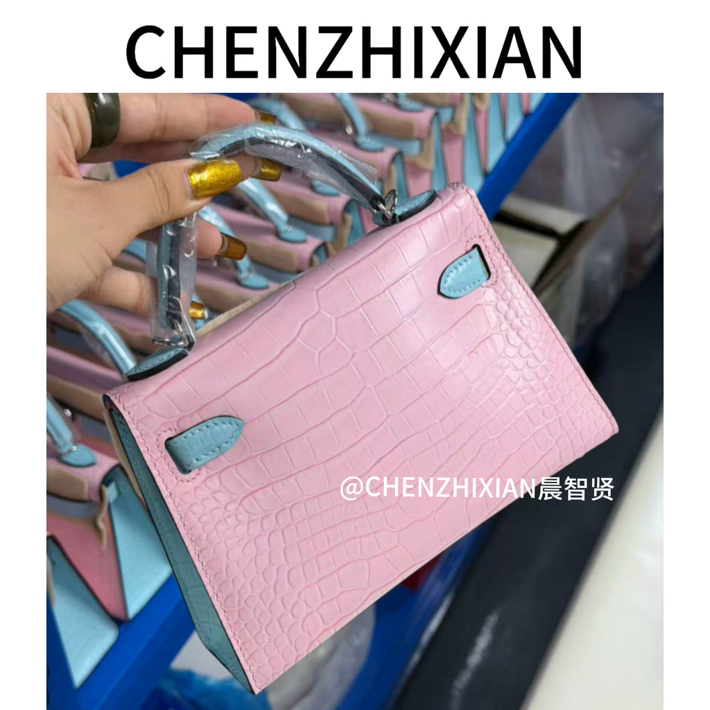 19cm Original Handmade Bag With Cowhide And Crocodile Pattern or Lizard Pattern