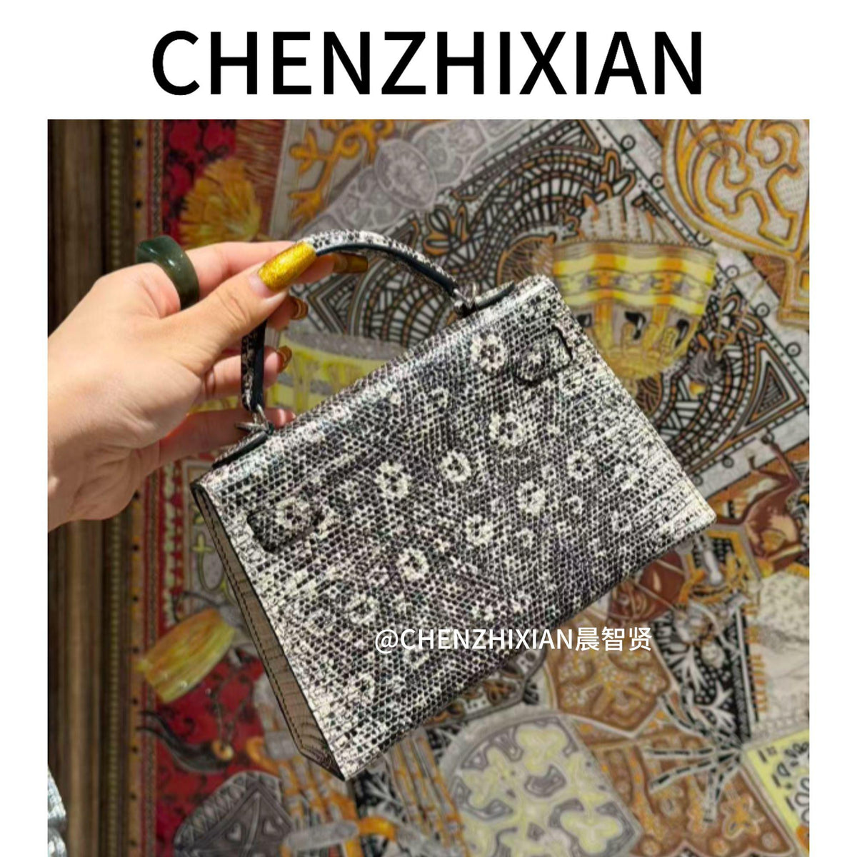 19cm Original Handmade Bag With Cowhide And Crocodile Pattern or Lizard Pattern