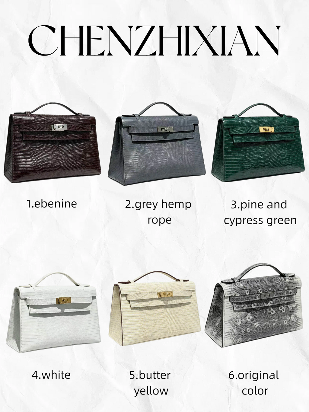 22cm Original Handmade Bag With Cowhide And Lizard Pattern