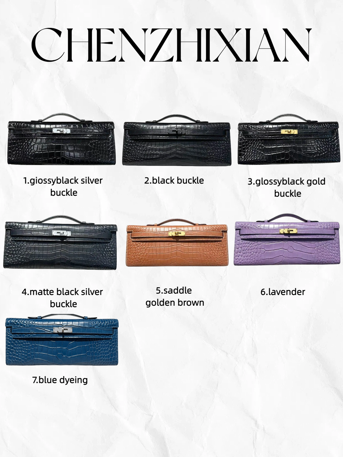 31cm crocodile-embossed handbag, made of cowhide leather, with all-steel hardware.