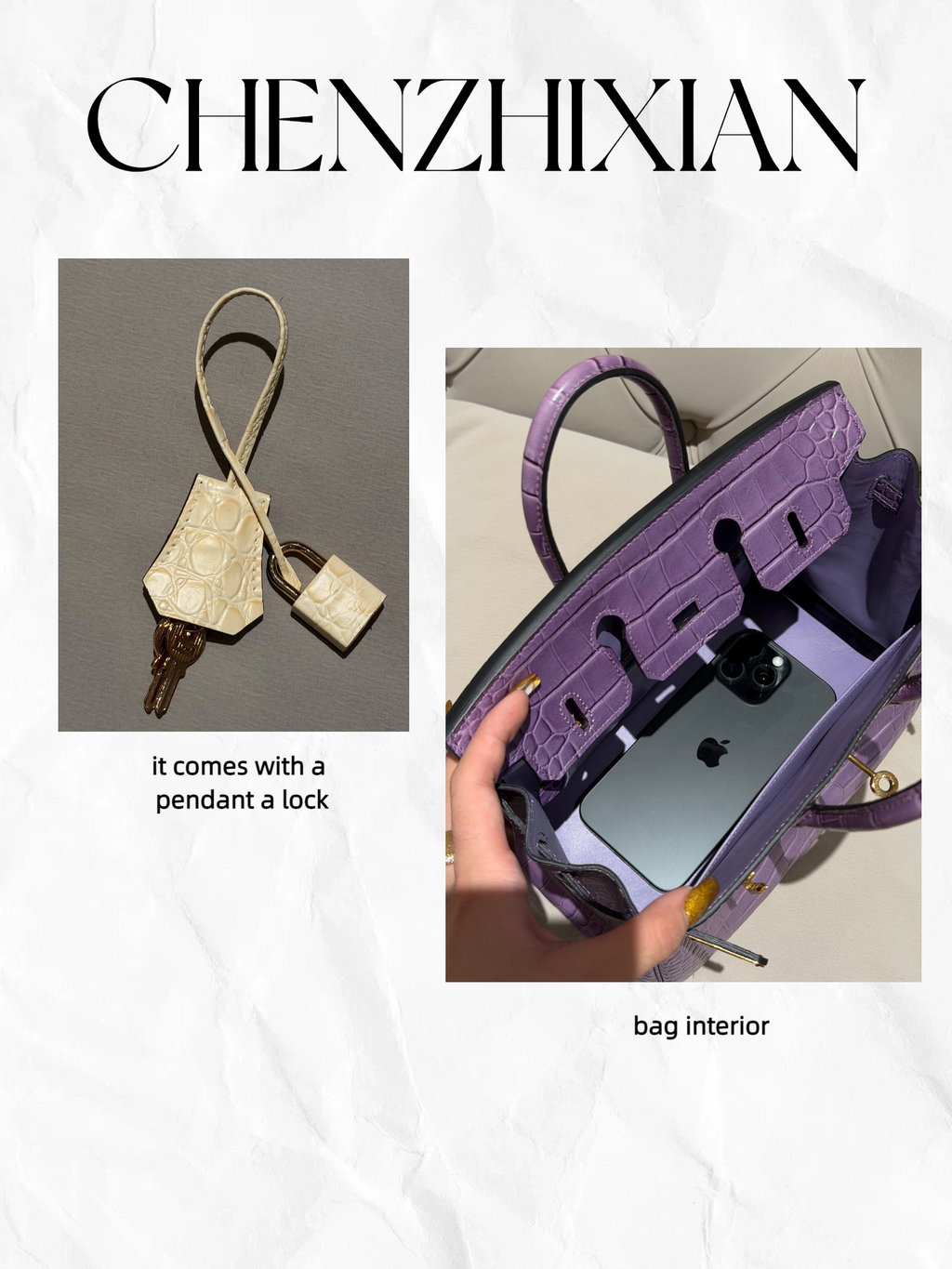25cm Original Handmade Bag With Cowhide And Crocodile Pattern