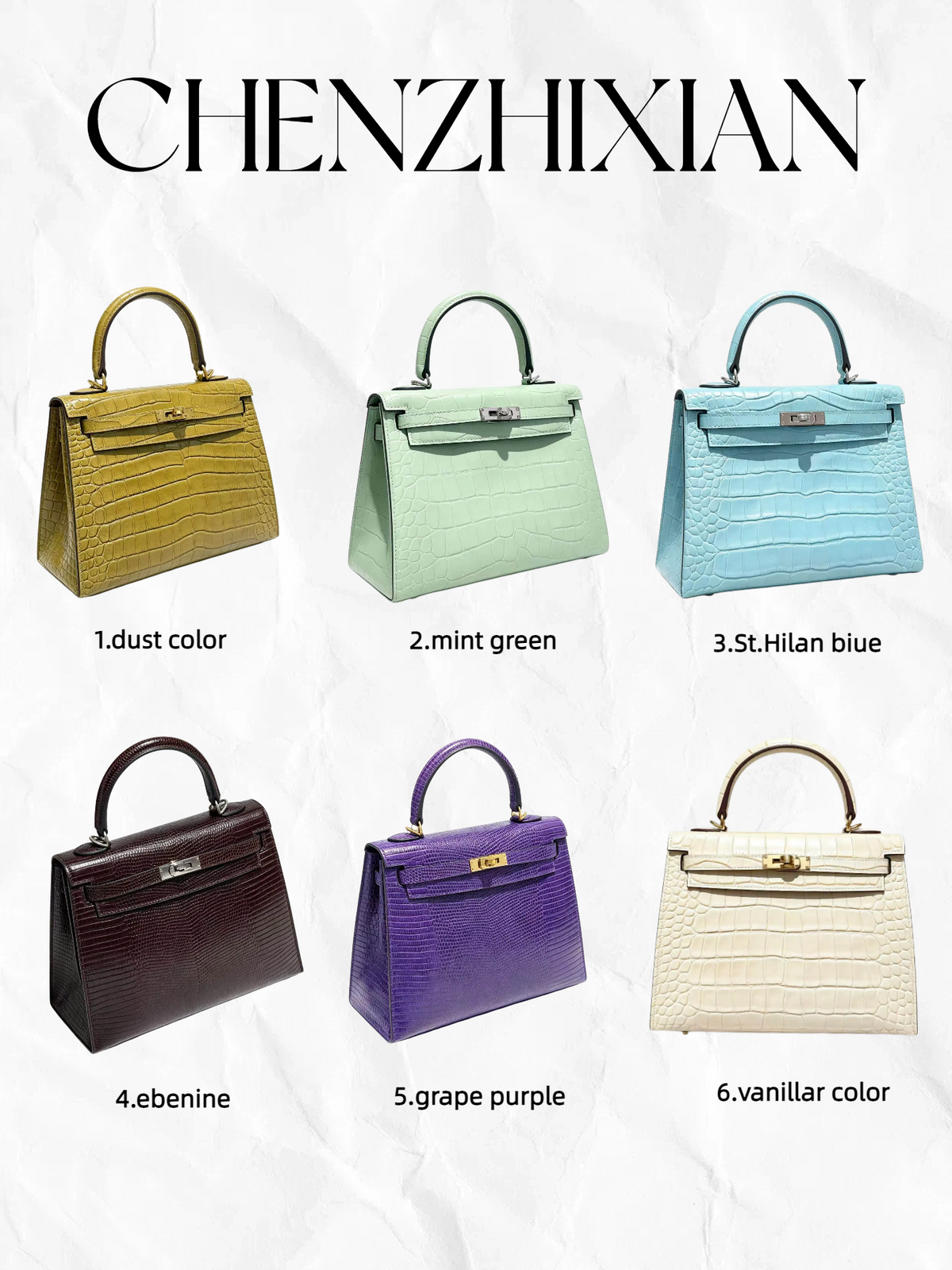 25cm Original Handcrafted Bag With Cowhide And Lizard Pattern