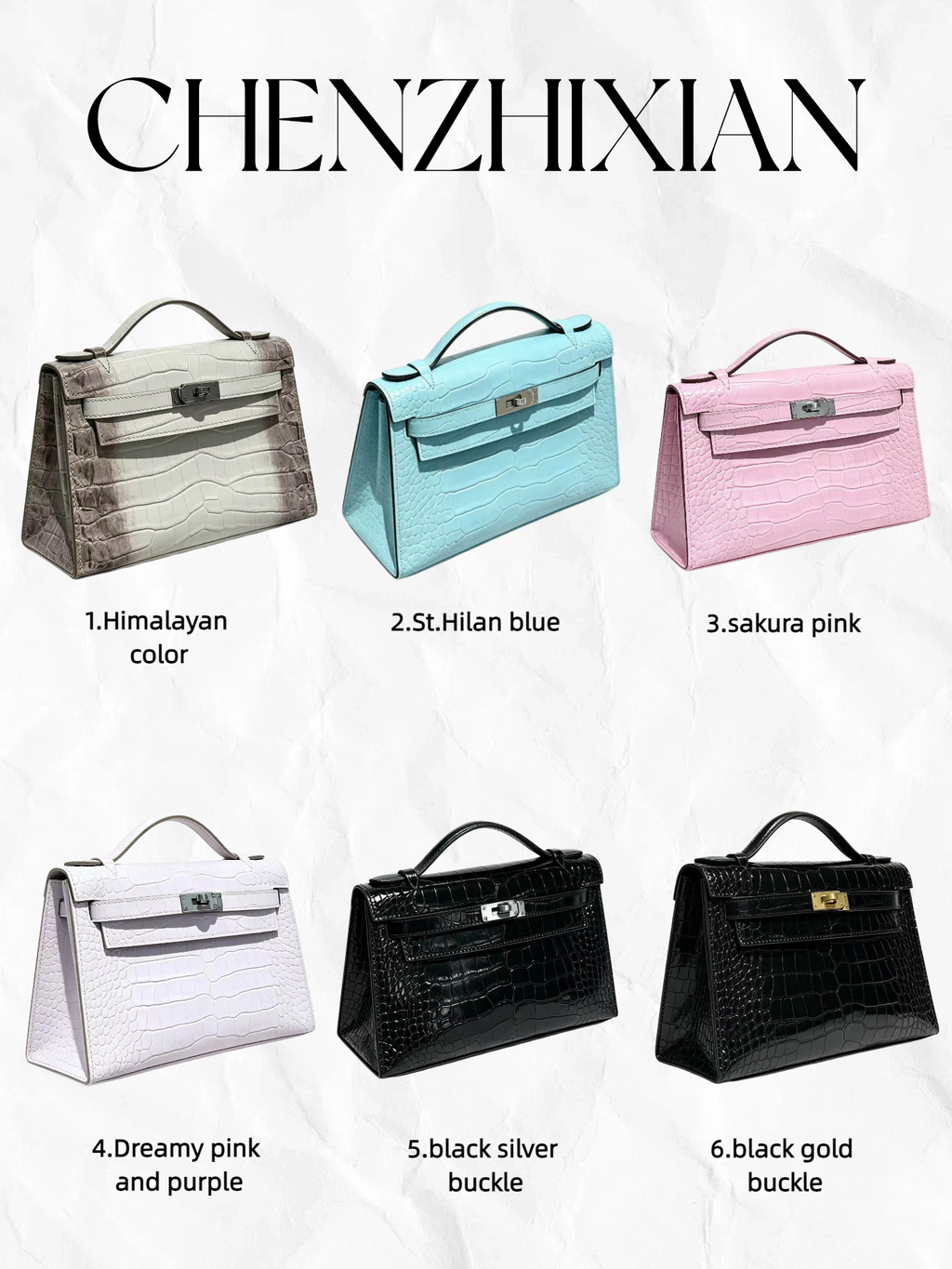 22cm Original Handmade Bag With Cowhide And Crocodile Pattern
