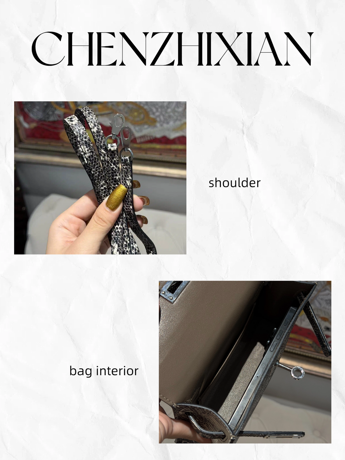 19cm Original Handmade Bag With Cowhide And Crocodile Pattern or Lizard Pattern
