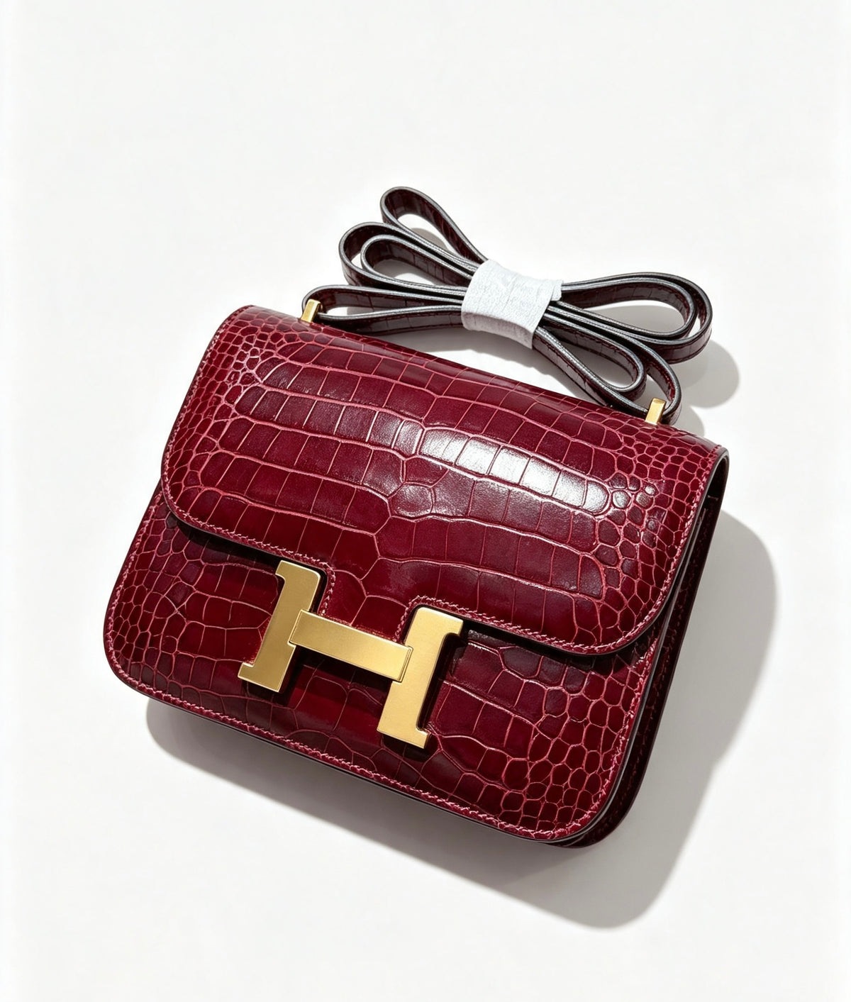 19cm multi-color crocodile-embossed flight attendant bag, can be worn crossbody or on one shoulder