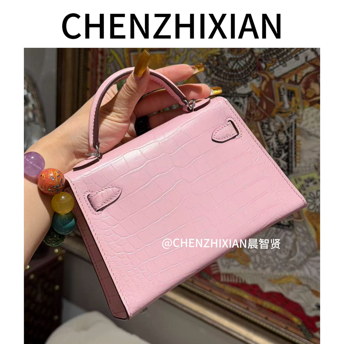 19cm Original Handmade Bag With Cowhide And Crocodile Pattern or Lizard Pattern