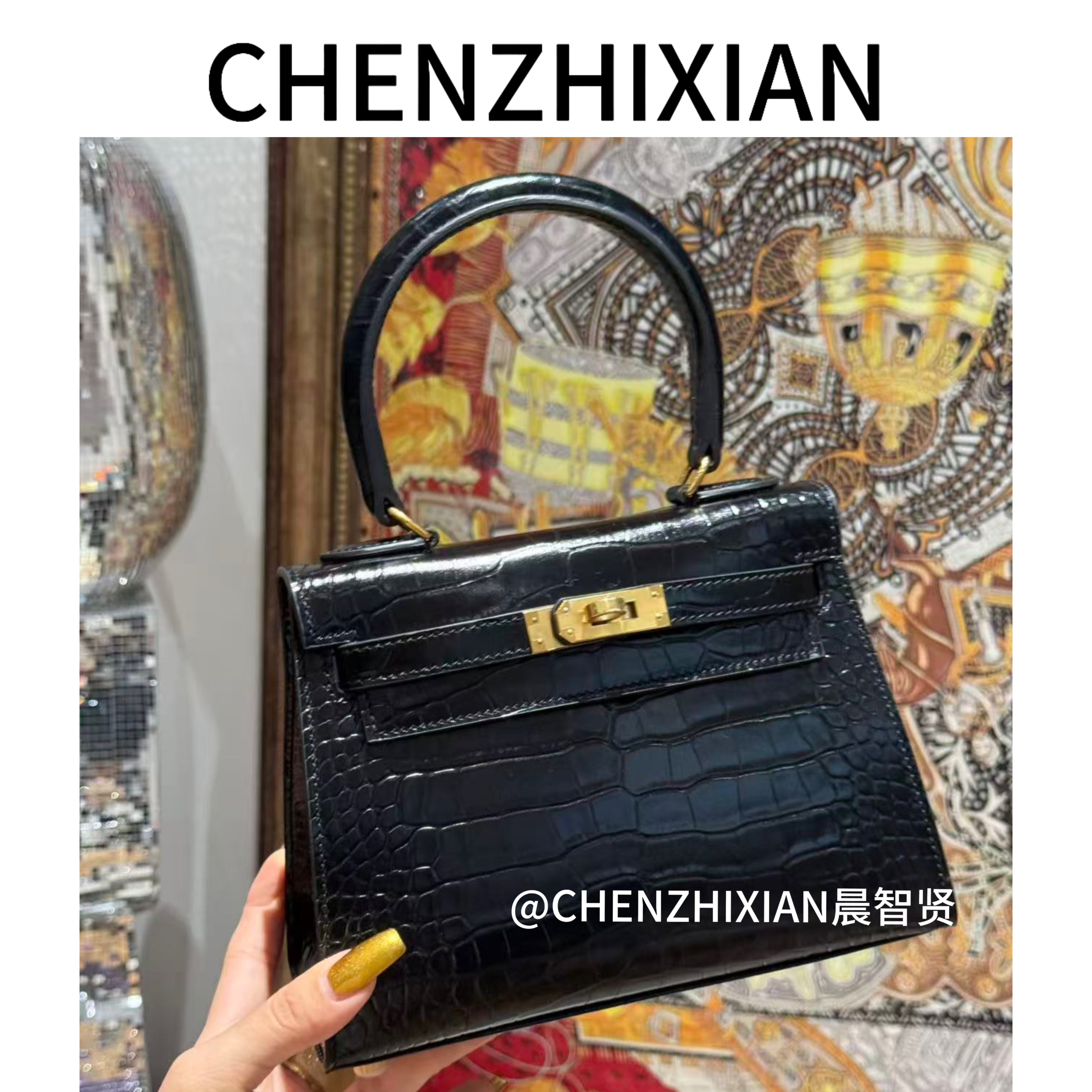 20cm Original Handcrafted Bag With Cowhide And Lizard Pattern