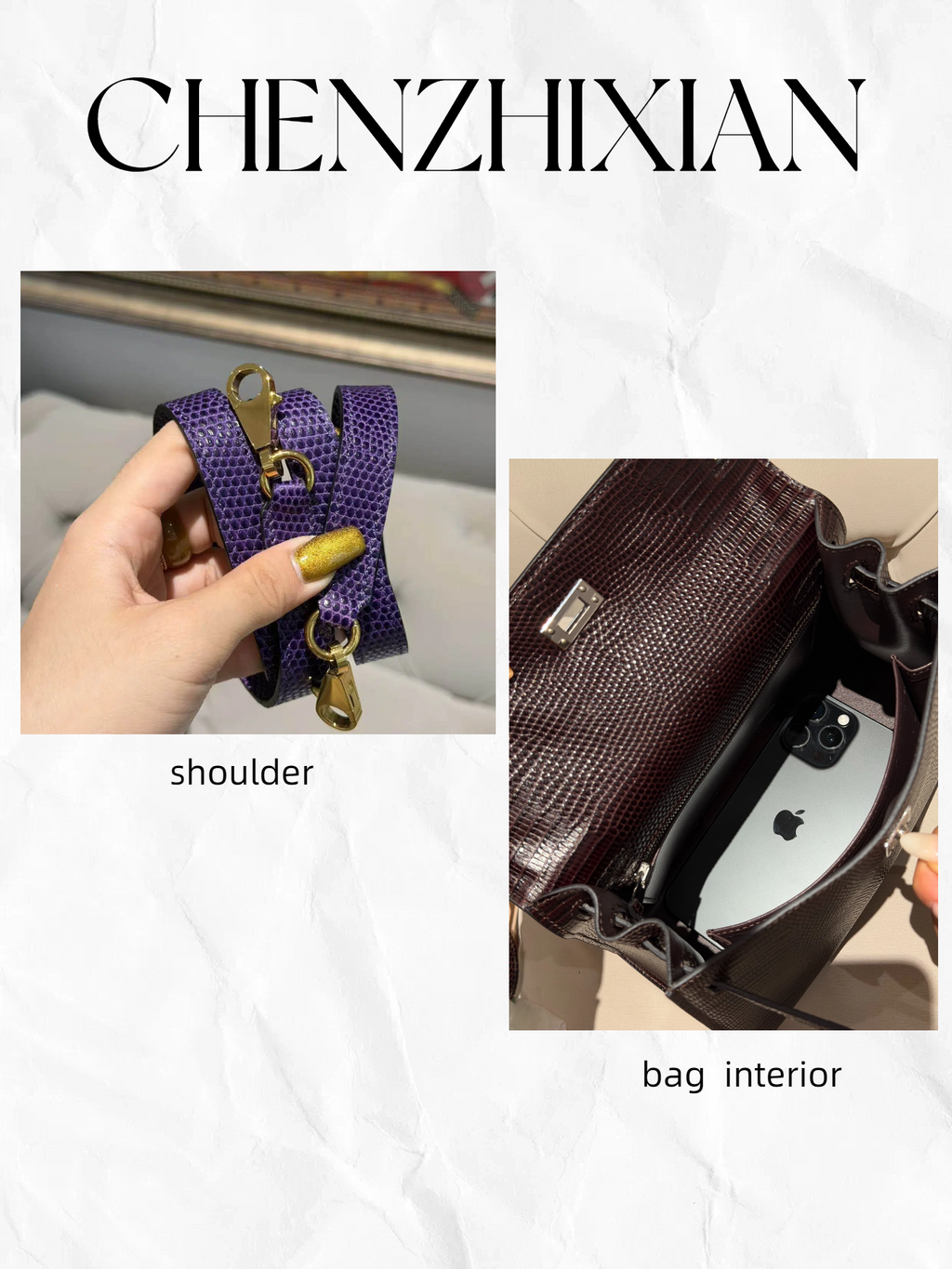 25cm Original Handcrafted Bag With Cowhide And Lizard Pattern