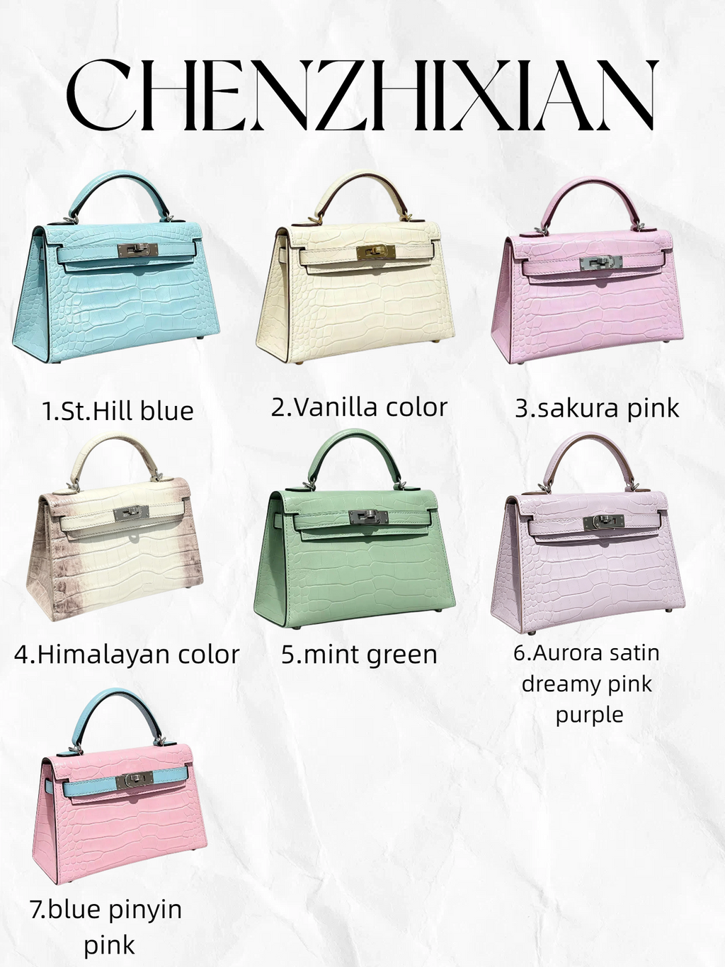 19cm Original Handmade Bag With Cowhide And Crocodile Pattern or Lizard Pattern
