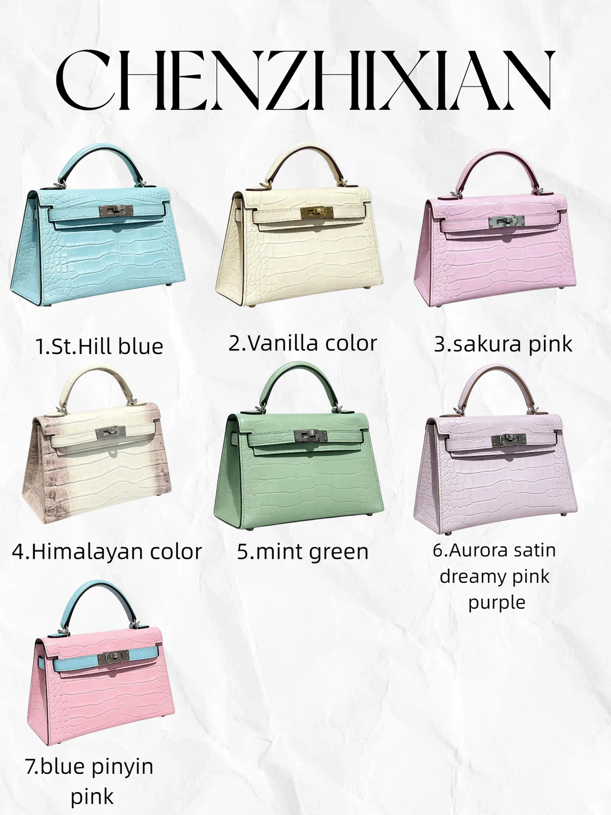 19cm Original Handmade Bag With Cowhide And Crocodile Pattern or Lizard Pattern