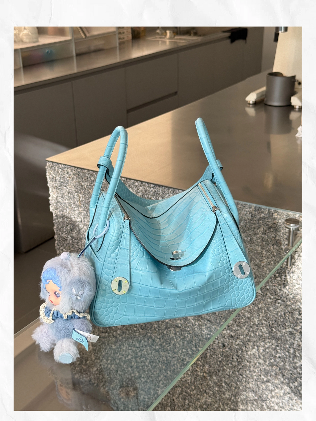 26cm Original Handmade Bag With Cowhide And Crocodile Pattern