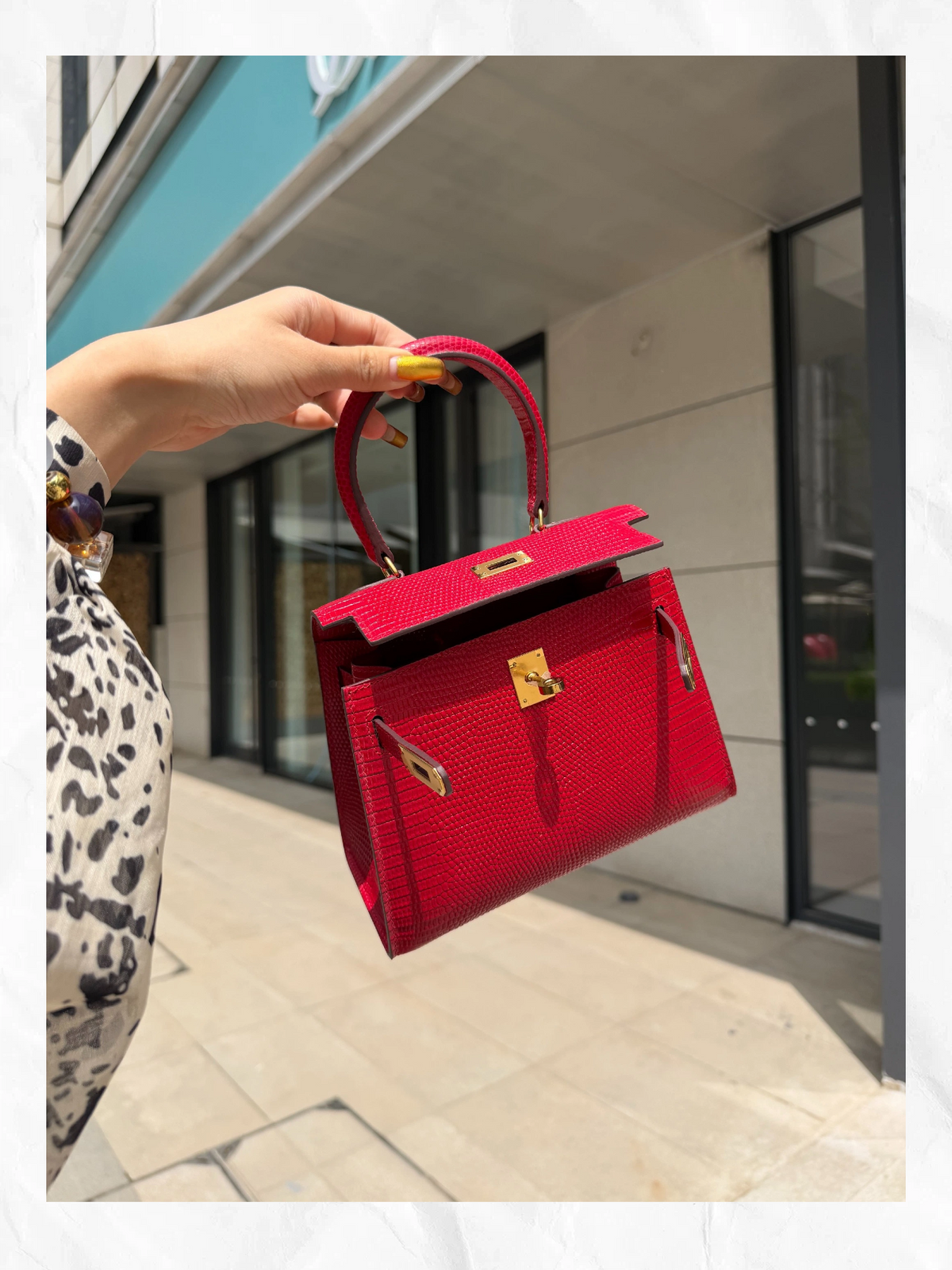 20cm Original Handcrafted Bag With Cowhide And Lizard Pattern