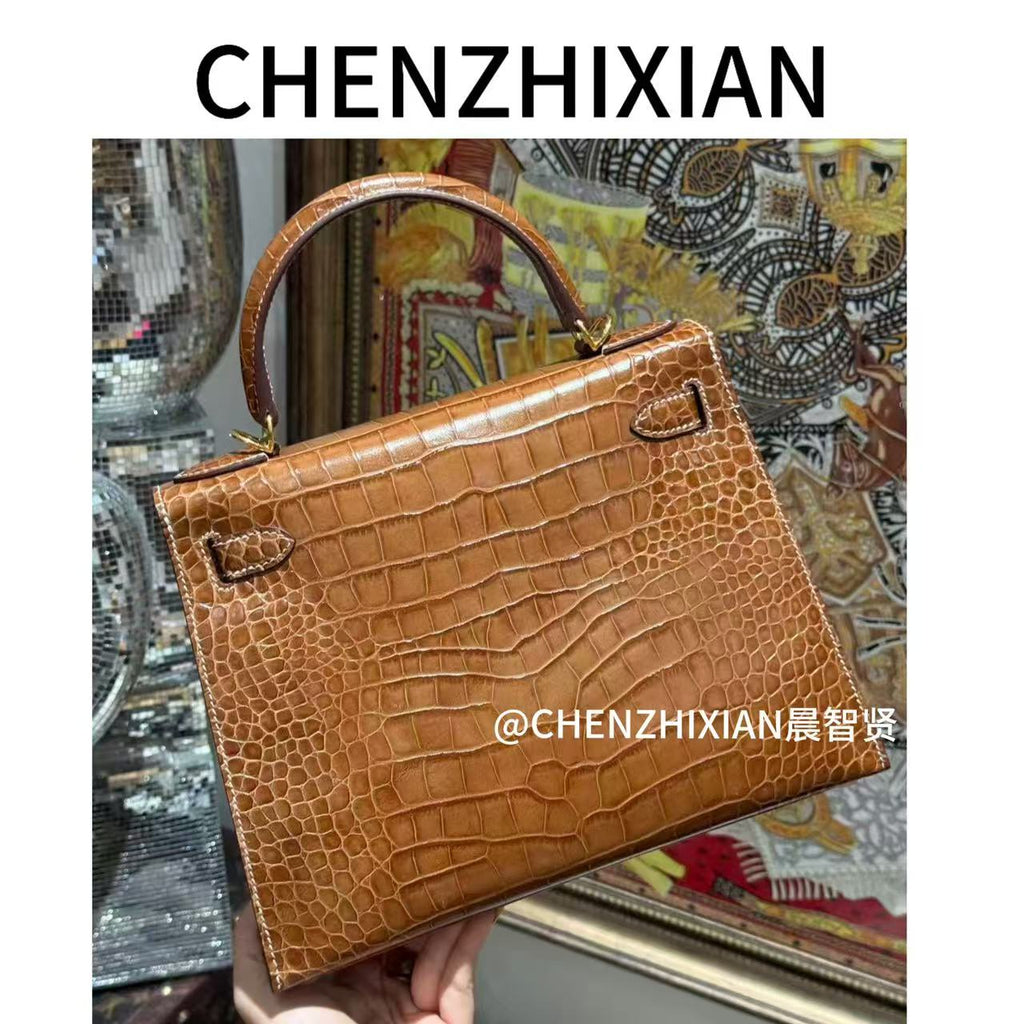 28cm Original Handcrafted Bag With Cowhide And Lizard Pattern