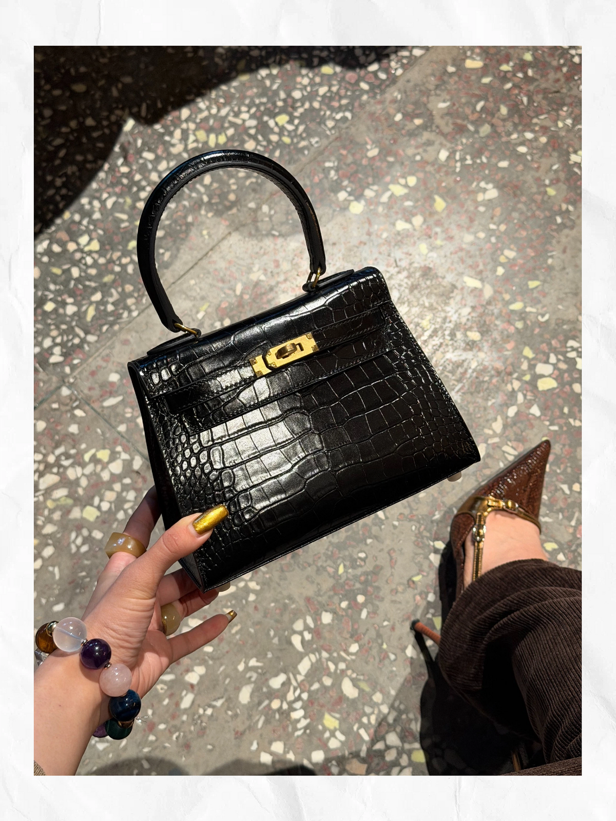 20cm Original Handcrafted Bag With Cowhide And Lizard Pattern