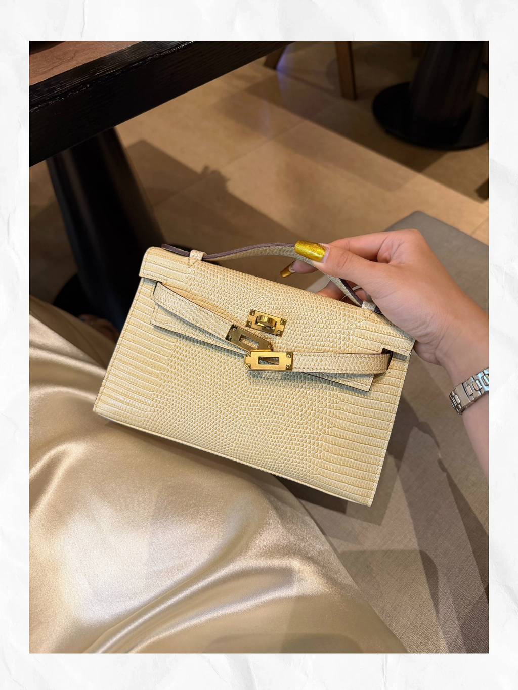 22cm Original Handmade Bag With Cowhide And Lizard Pattern