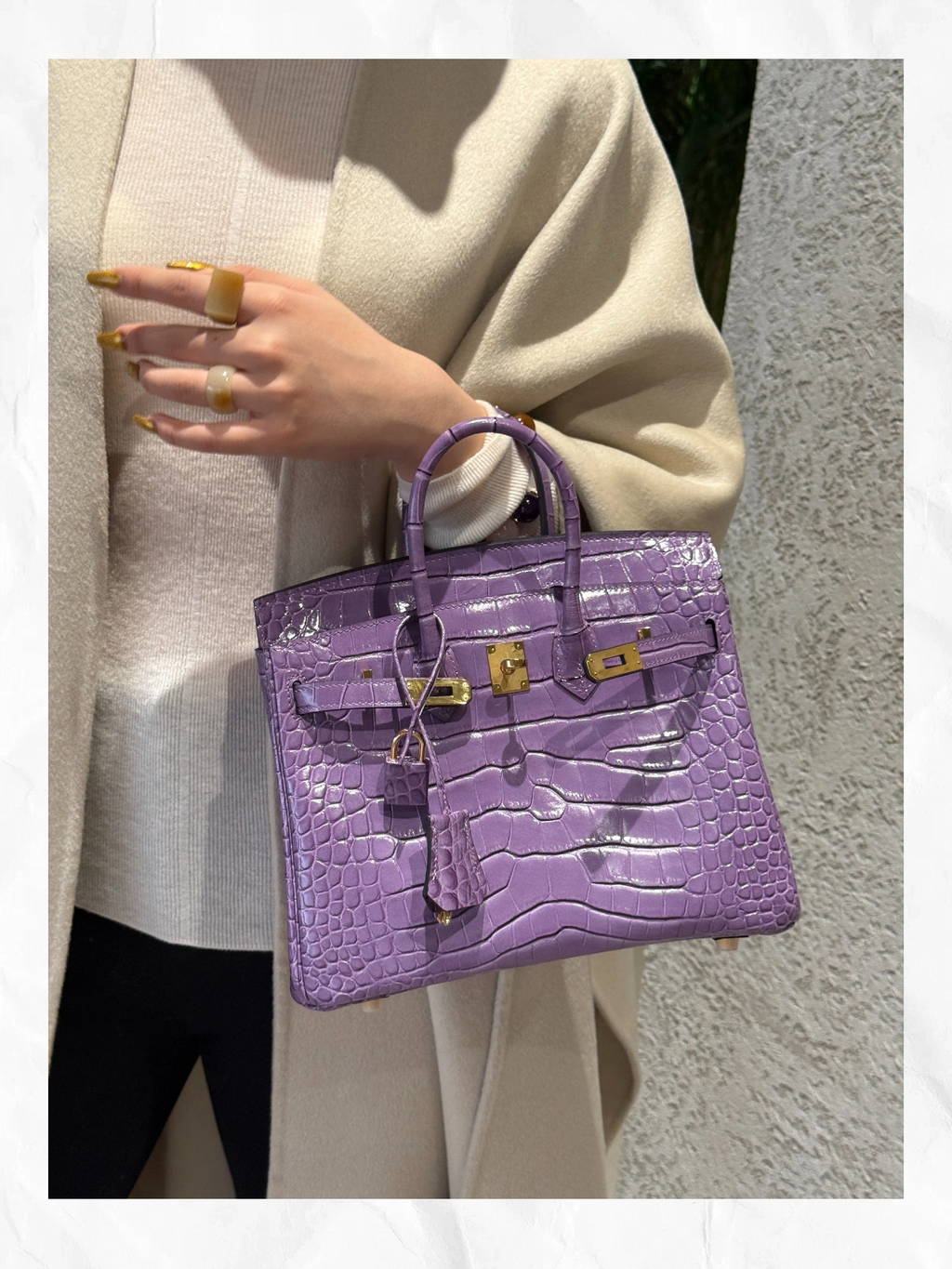 25cm Original Handmade Bag With Cowhide And Crocodile Pattern