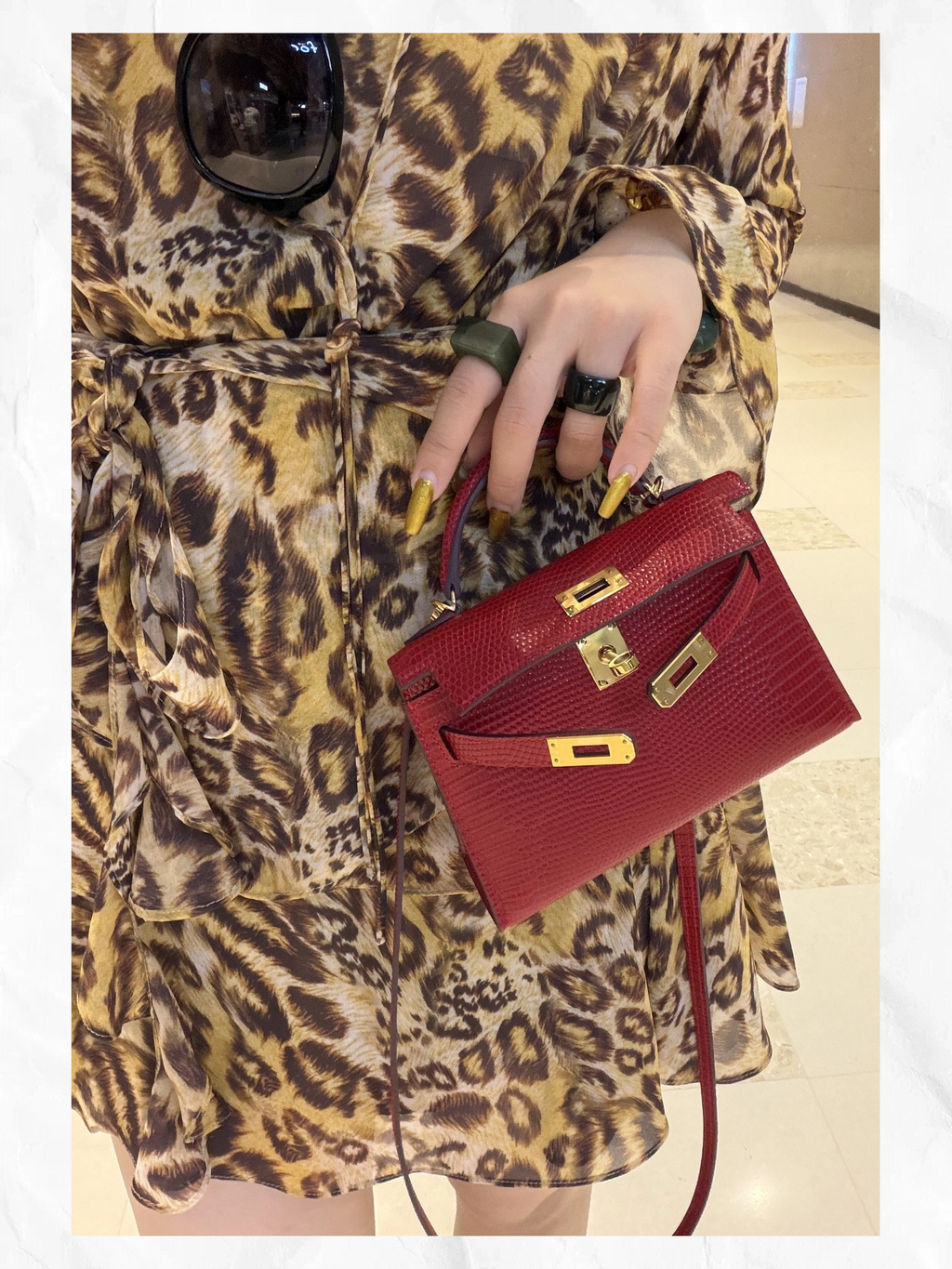19cm Original Handmade Bag With Cowhide And Crocodile Pattern or Lizard Pattern