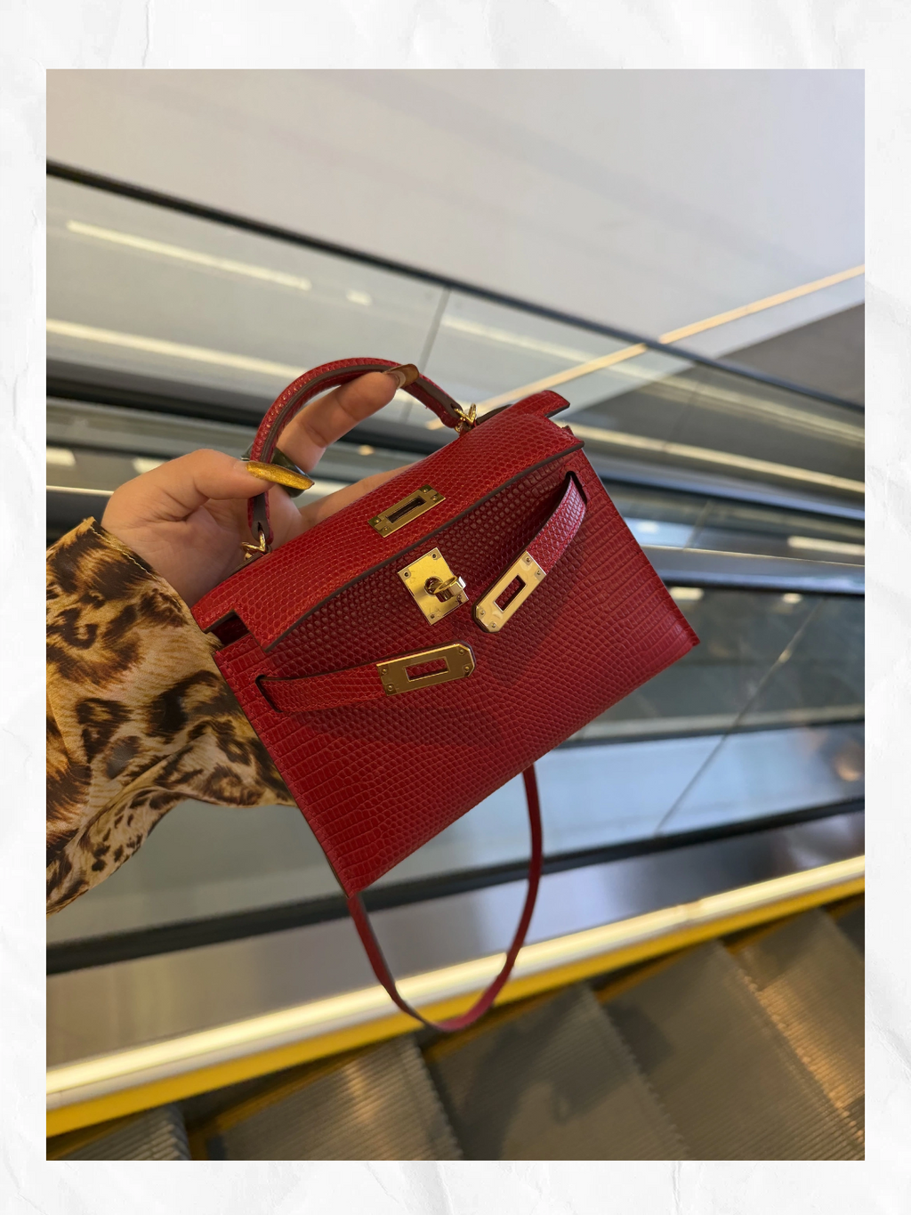 19cm Original Handmade Bag With Cowhide And Crocodile Pattern or Lizard Pattern