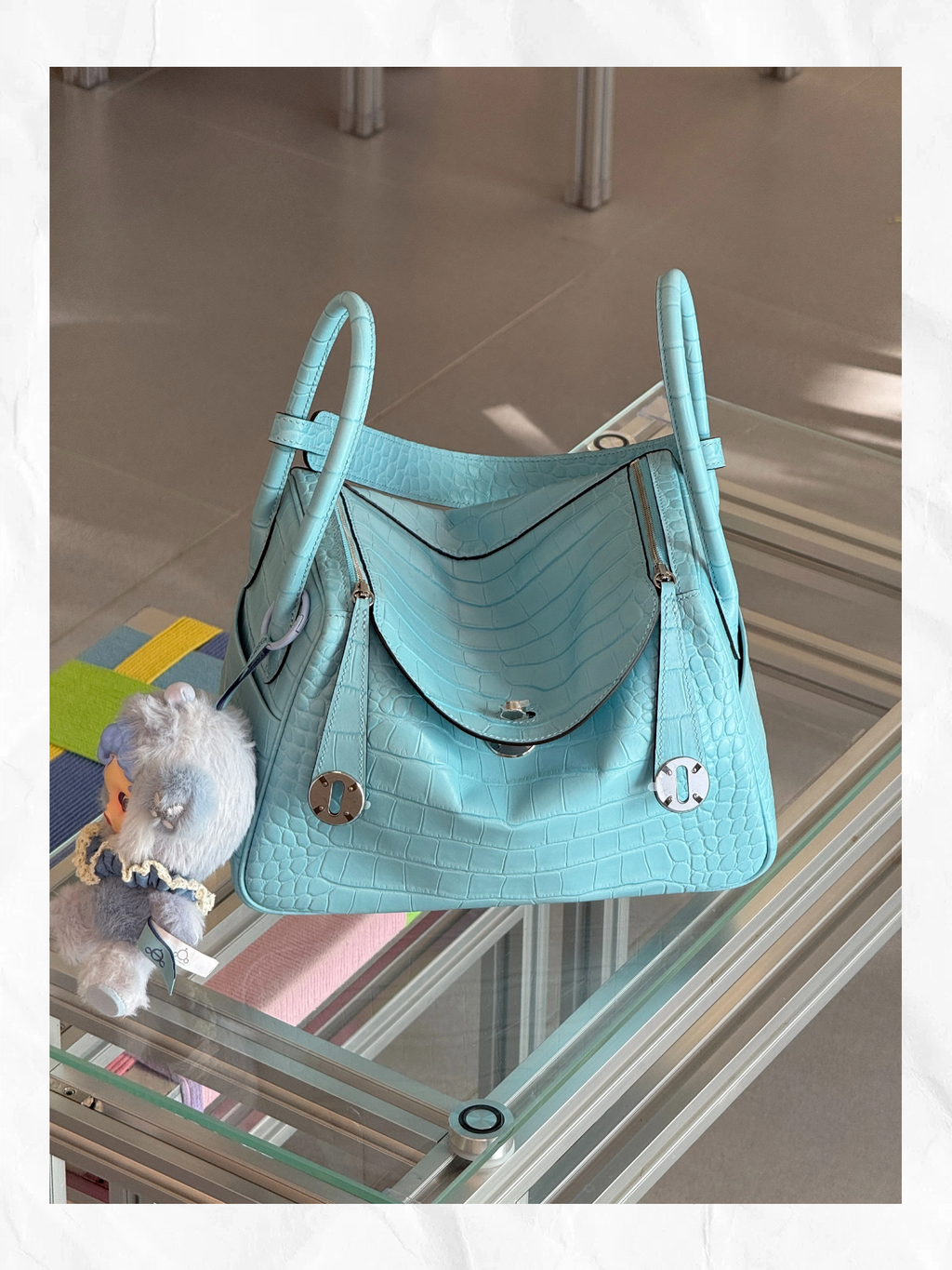 26cm Original Handmade Bag With Cowhide And Crocodile Pattern