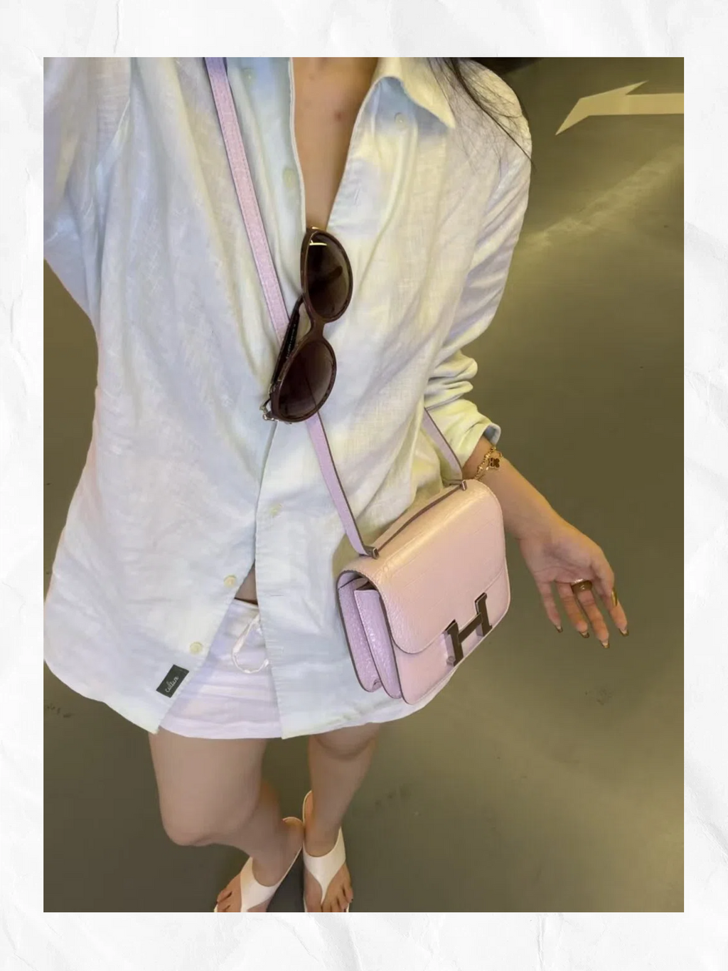 19cm multi-color crocodile-embossed flight attendant bag, can be worn crossbody or on one shoulder