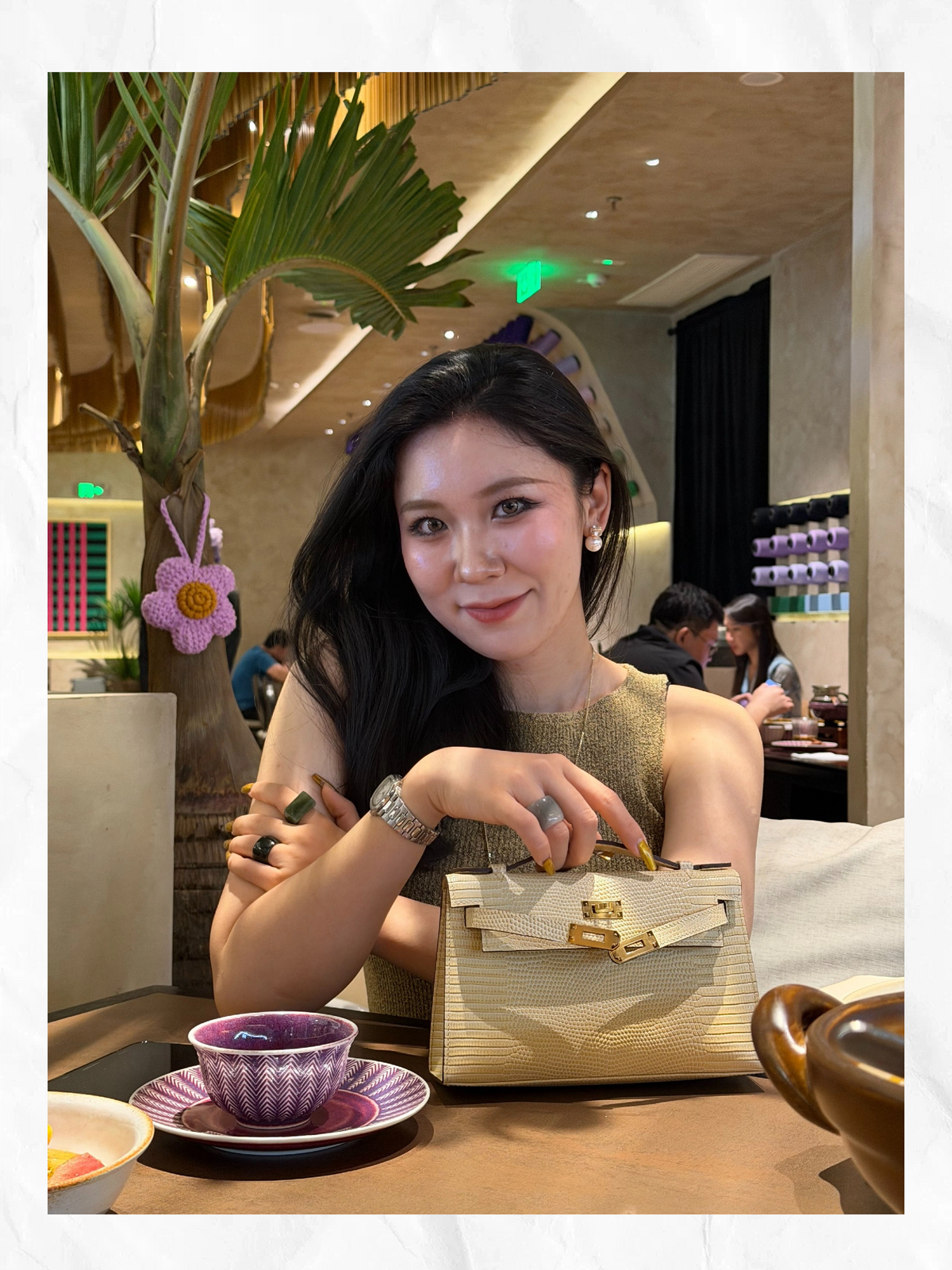 22cm Original Handmade Bag With Cowhide And Lizard Pattern