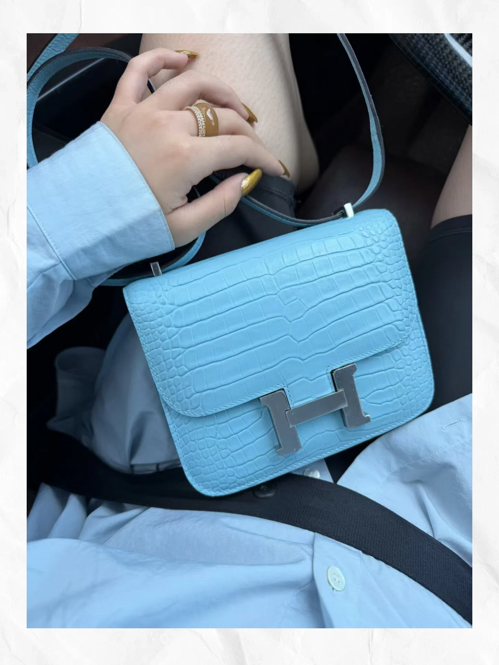 19cm multi-color crocodile-embossed flight attendant bag, can be worn crossbody or on one shoulder