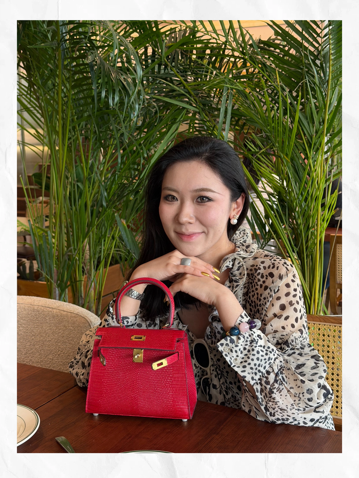 20cm Original Handcrafted Bag With Cowhide And Lizard Pattern