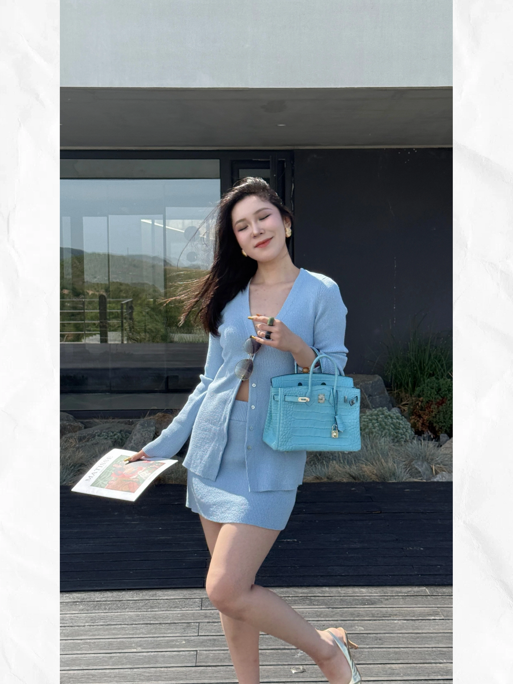 25cm Original Handmade Bag With Cowhide And Crocodile Pattern