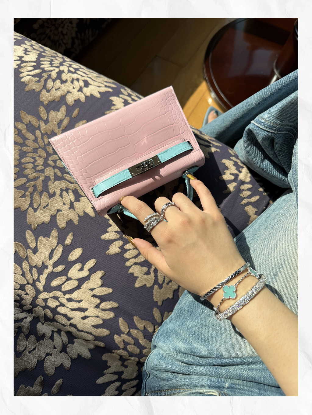 19cm Original Handmade Bag With Cowhide And Crocodile Pattern or Lizard Pattern