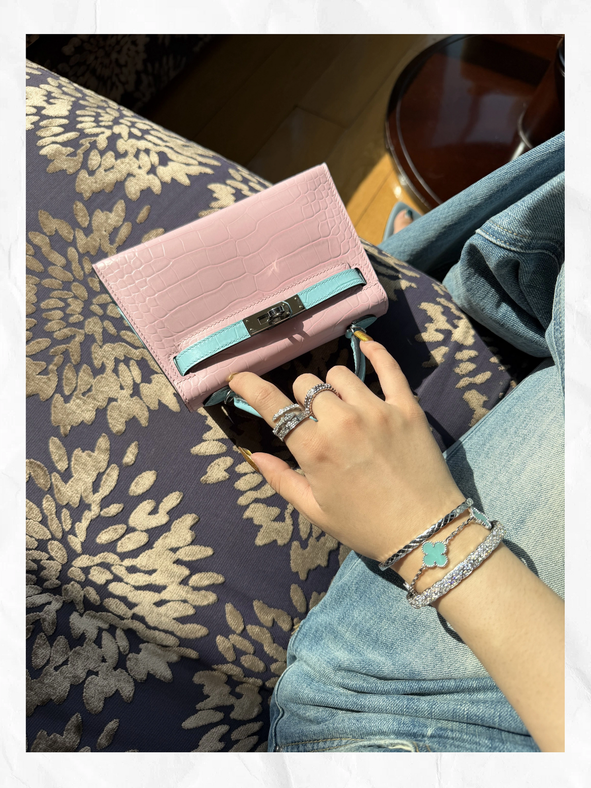 19cm Original Handmade Bag With Cowhide And Crocodile Pattern or Lizard Pattern