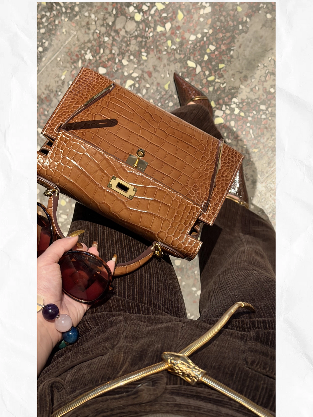 28cm Original Handcrafted Bag With Cowhide And Lizard Pattern