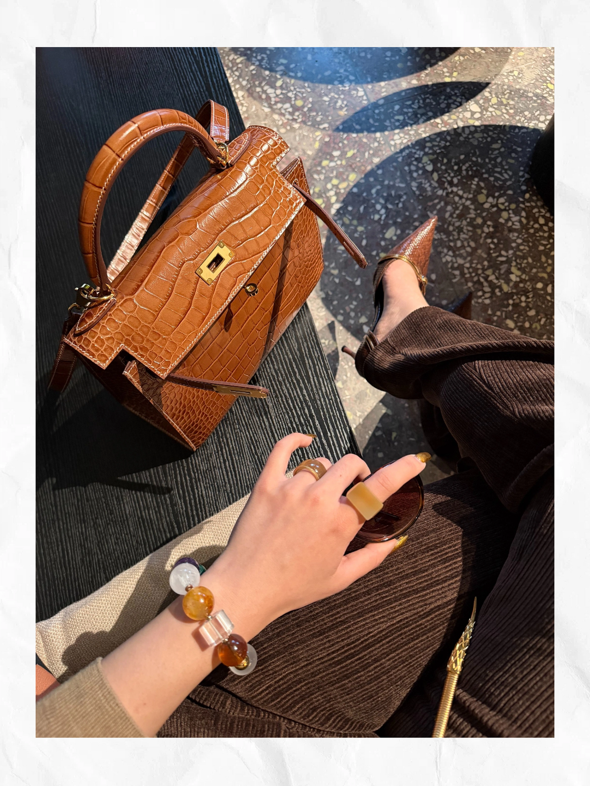 28cm Original Handcrafted Bag With Cowhide And Lizard Pattern