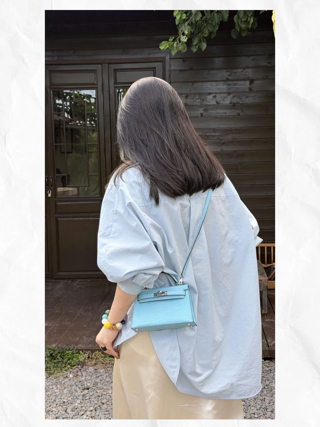 19cm Original Handmade Bag With Cowhide And Crocodile Pattern or Lizard Pattern