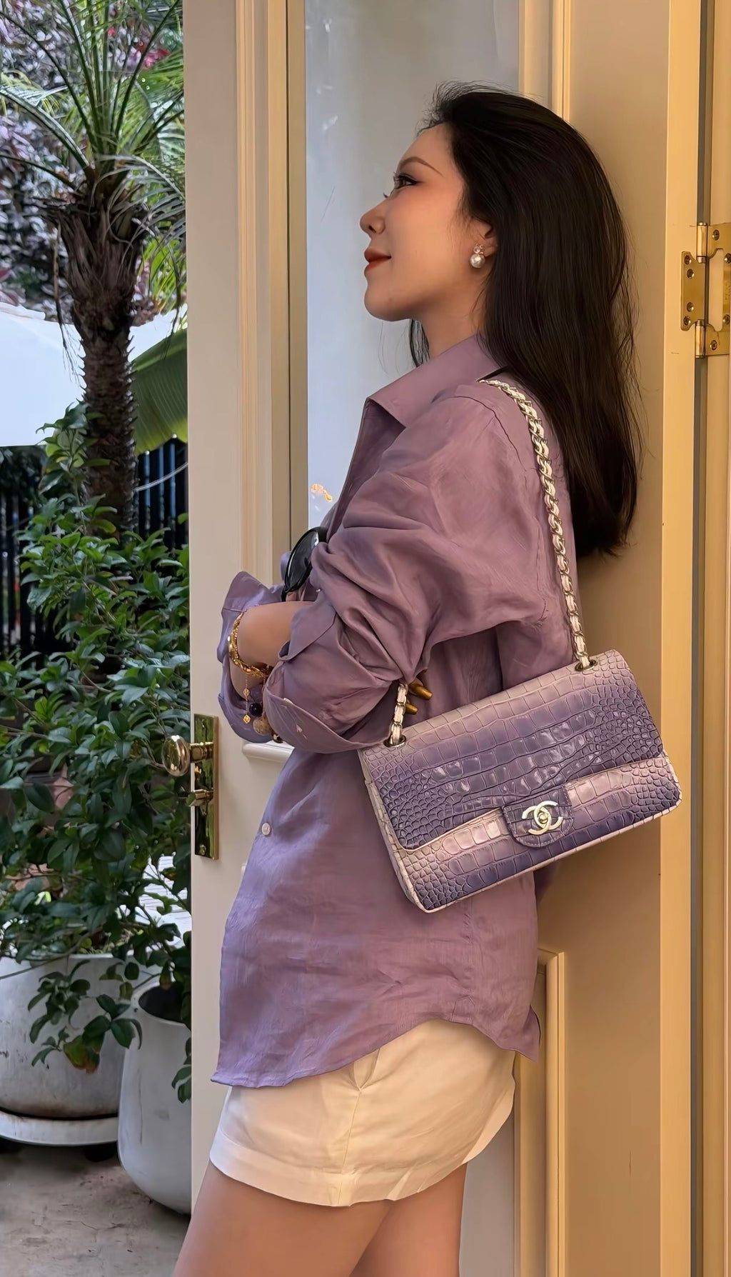 26cm Ombré Purple Chain Shoulder/Crossbody Bag
