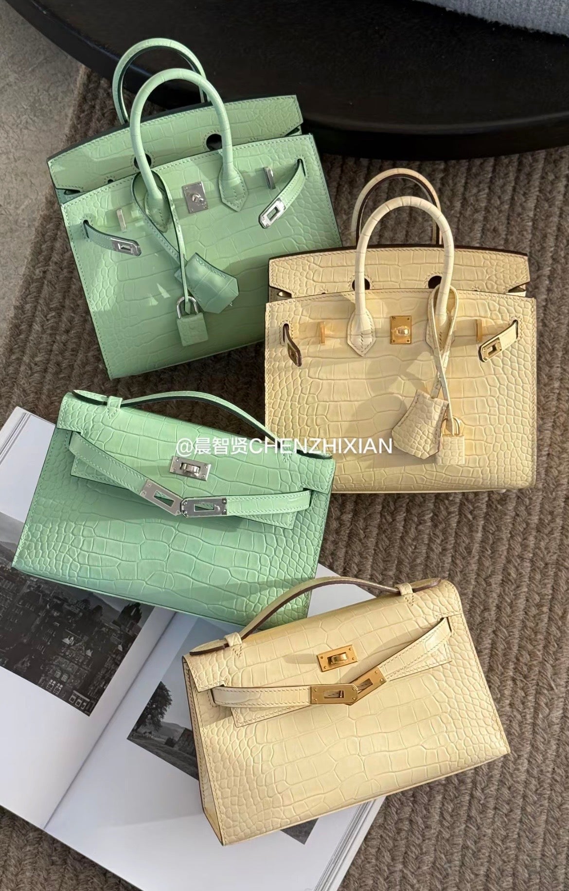 20cm Original Handcrafted Bag With Cowhide And Lizard Pattern or Crocodile Pattern