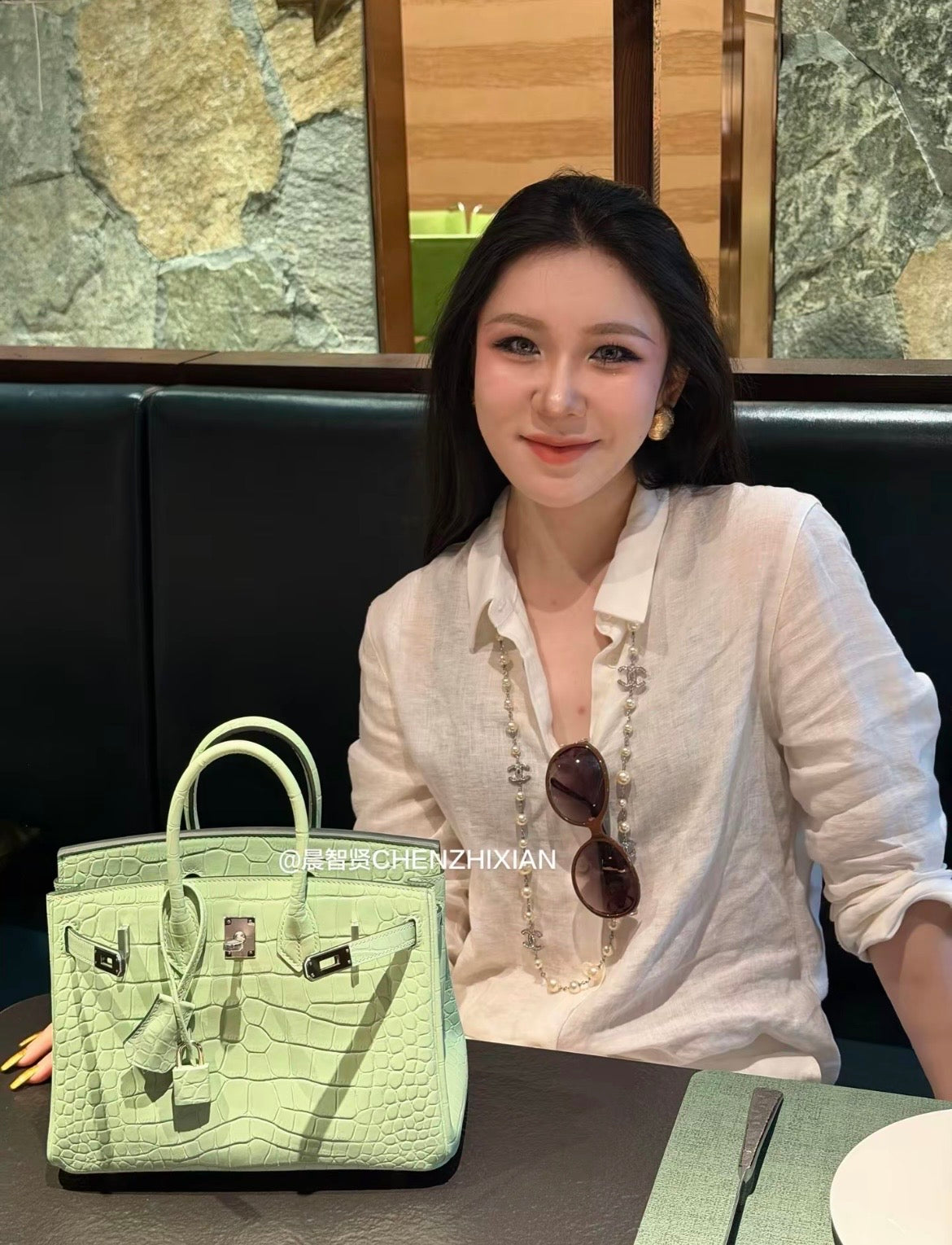25cm Original Handmade Bag With Cowhide And Crocodile Pattern