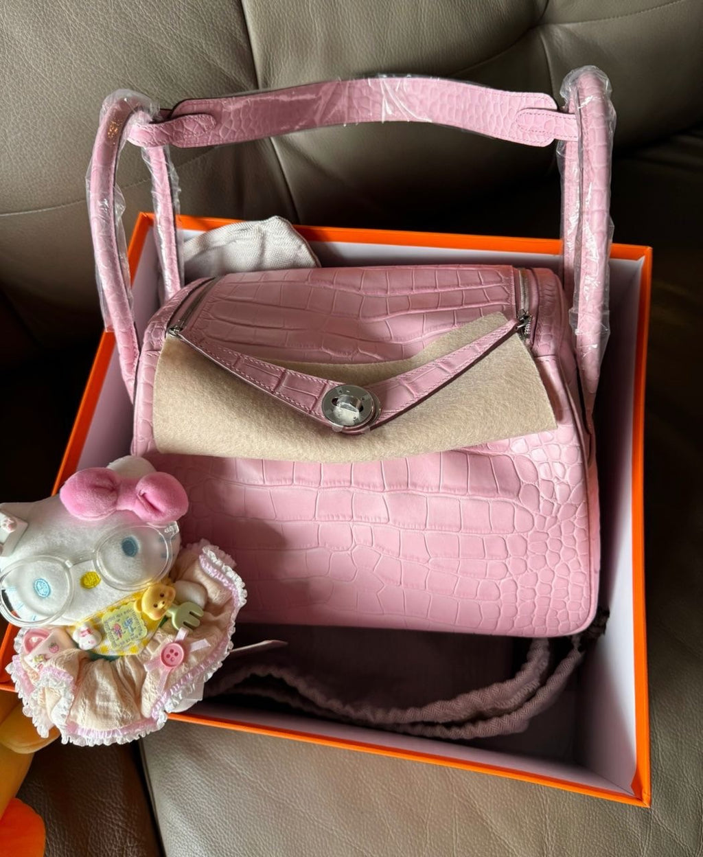 26cm Original Handmade Bag With Cowhide And Crocodile Pattern