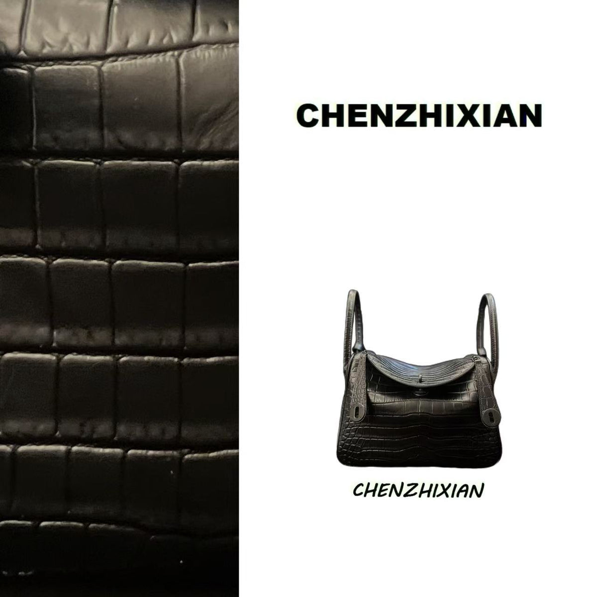 26cm Original Handmade Bag With Cowhide And Crocodile Pattern